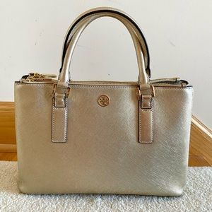 Tory Burch gold metallic satchel